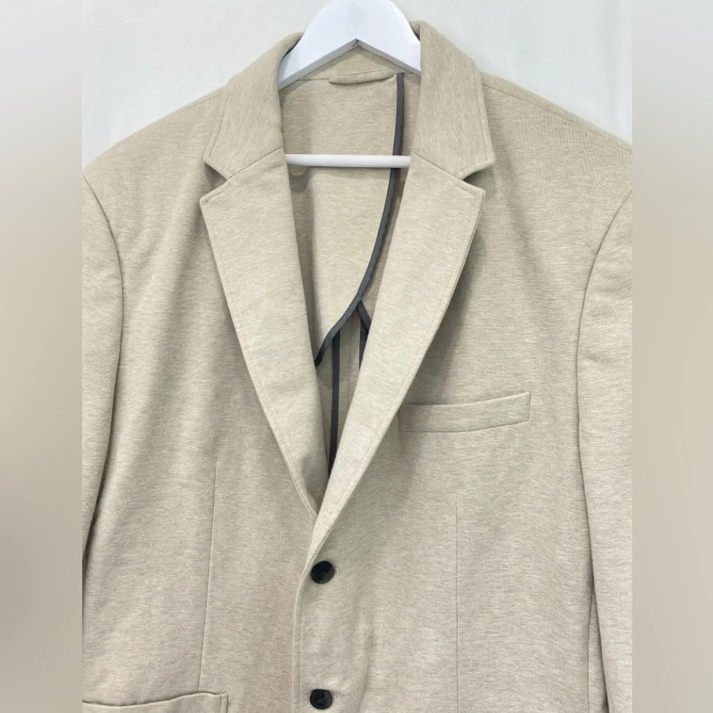 artefact/ Heathered Tan Beige Jersey Unlined 2 Button Blazer Jacket 2XL Wedding